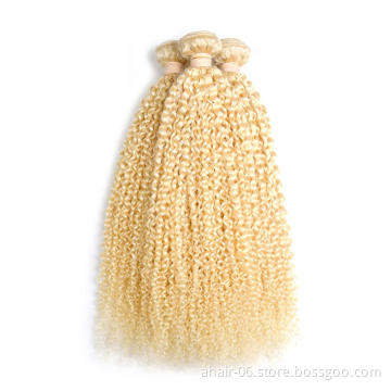 Top Quality Wholesale Blonde 613 hair bundles virgin raw Indian curly Hair extension